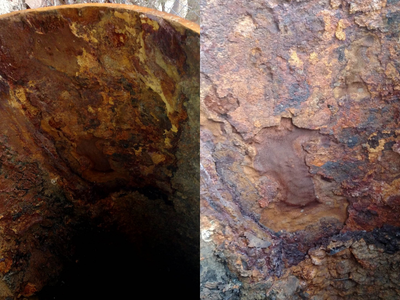 Figure 3 - Rapid Corrosion along Crown of Cement-Mortar-Lined Steel Force Main
