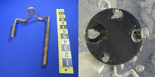 Figure 8. MIC-Related Pitting of Support Rod in an Aeration Basin